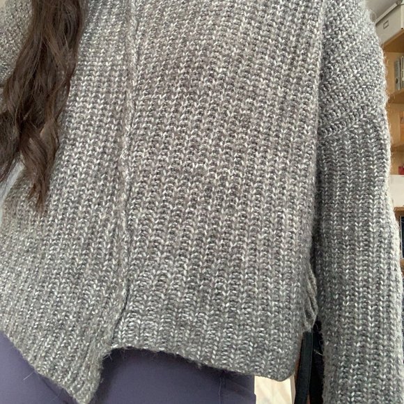 Gray Zara Asymmetric Cropped Sweater - Picture 3 of 5